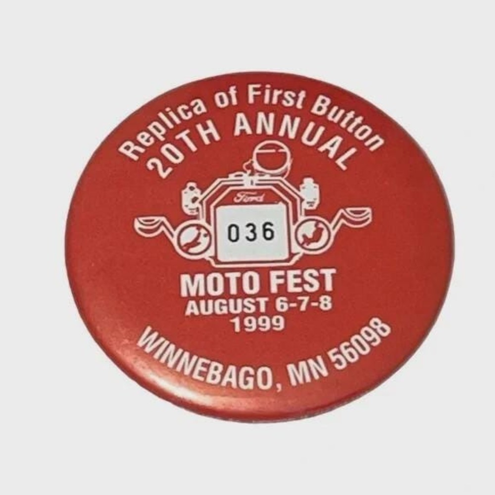 20th Annual Winnebago Moto Fest Replica First Button Vintage Pinback Button